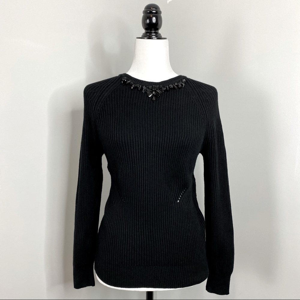 Ann Taylor Loft Women’s Black Ribbed Knit Sweater EUC
